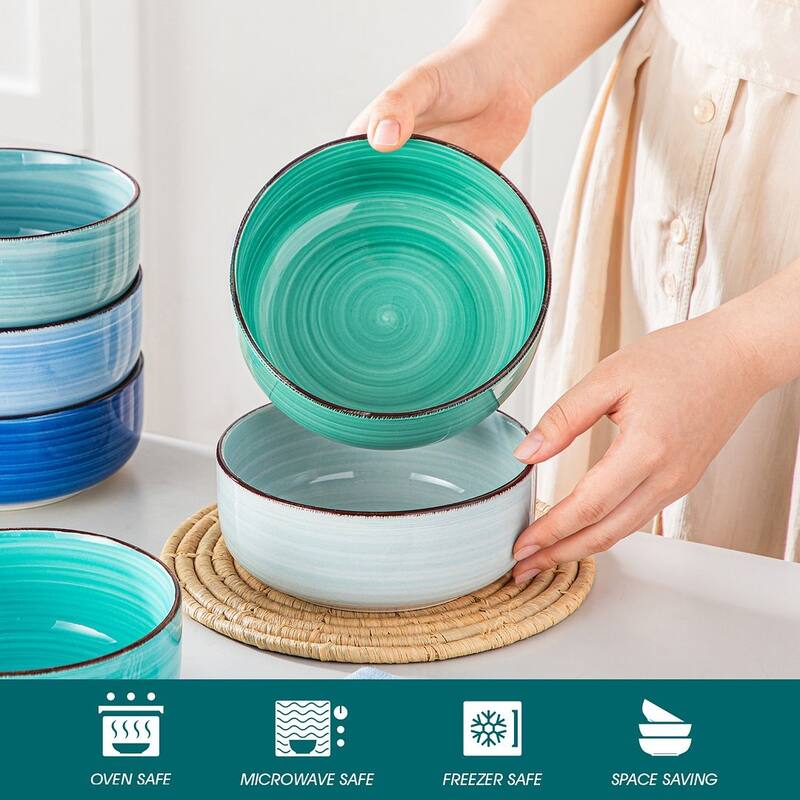 vancasso Bonita Stoneware Handpainted Spirals Pattern Dinnerware Set