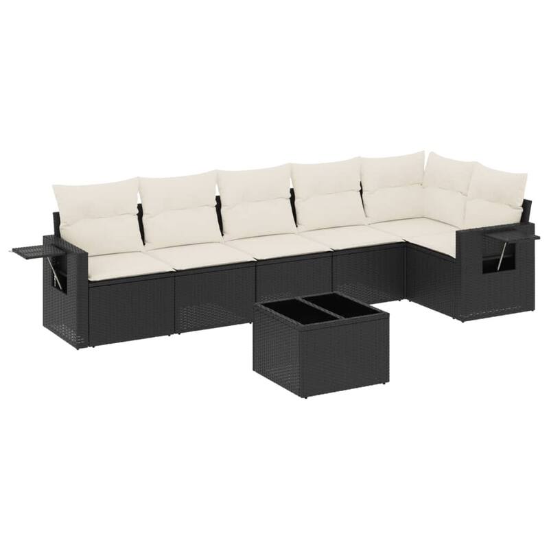 vidaXL Patio Sofa Set with Cushions Outdoor Conversation Furniture Poly Rattan