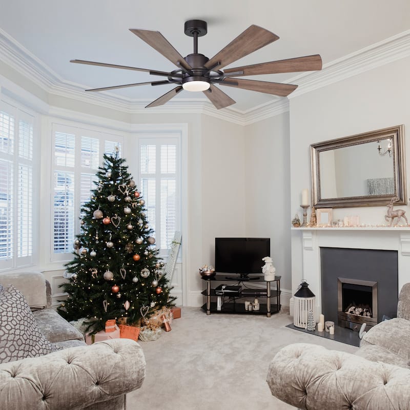 Parrot Uncle 60" Farmhouse Integrated LED Windmill Ceiling Fan with Light and Remote