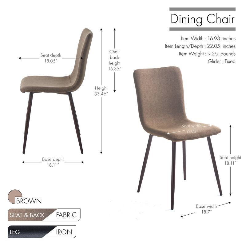 Porthos Home Lexi Dining Chairs Set of 2, Fabric Upholstery, Iron Legs
