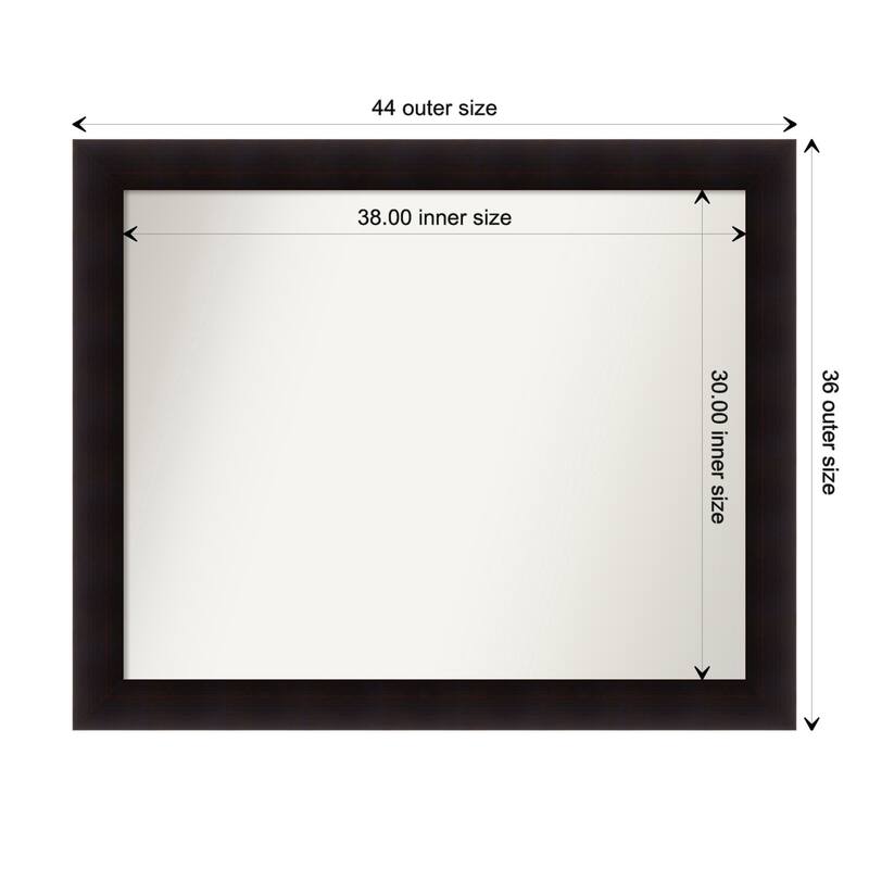 Portico Espresso Framed Non-Beveled Custom Wall Mirror, Bathroom Vanity Mirror - Outer Size: 43.75 x 35.75