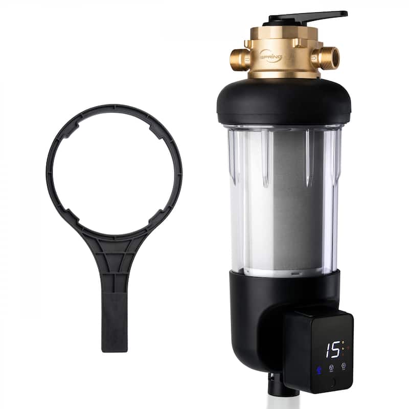 iSpring WSP200ARJ-BP NSF Certified Spin-Down Sediment Water Filter w/ Bypass, 200 Microns, 4 Modes, Touch-Screen Flushing Module - WSP200ARJ-BP