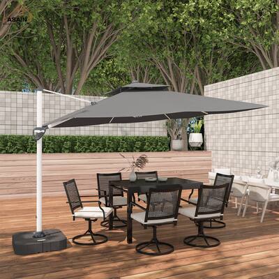11FT Patio Cantilever Outdoor Square Double Top Umbrella(without Umbrella Base)
