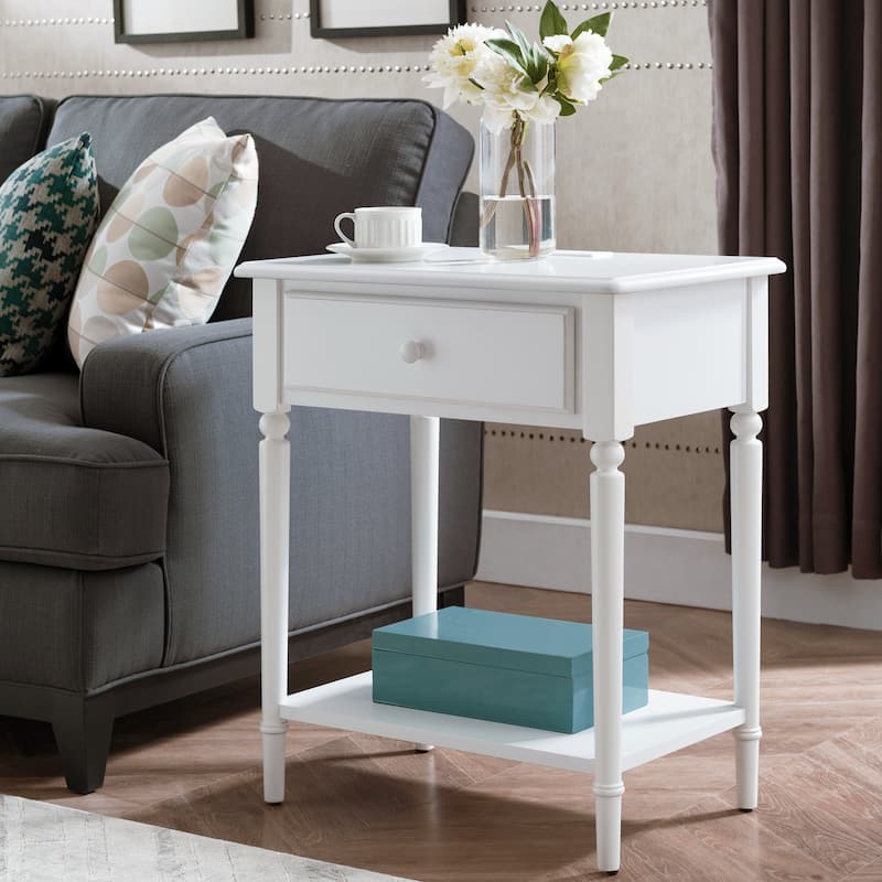 Coastal Charging Nightstand Side Table One Drawer