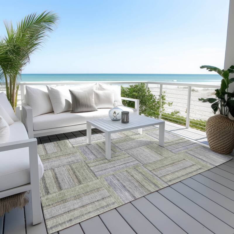 Machine Washable Indoor/ Outdoor Modern Weave Chantille Rug