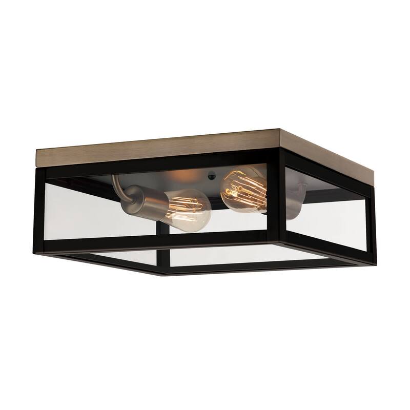 Globe Electric Verona 2 Light 13" Wide Flush Mount Square Ceiling - Dark Bronze