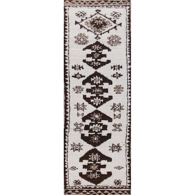 Anatolian Turkish Runner Rug Handmade Tribal Beige Wool Carpet - 3'2"x 12'3"