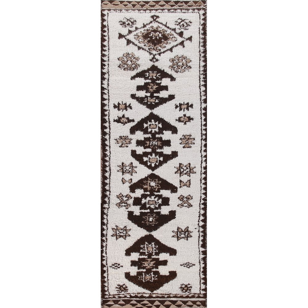 Anatolian Turkish Runner Rug Handmade Tribal Beige Wool Carpet - 3'2"x 12'3"