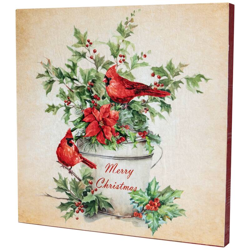 Cardinals Merry Christmas Wall Art - 11.75" x 11.75"