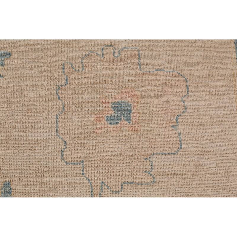 Hand Knotted Oriental 100% Wool Carpet Transitional All-Over Beige & Ivories Oushak Area Rug - 13' 5'' X 10' 1''
