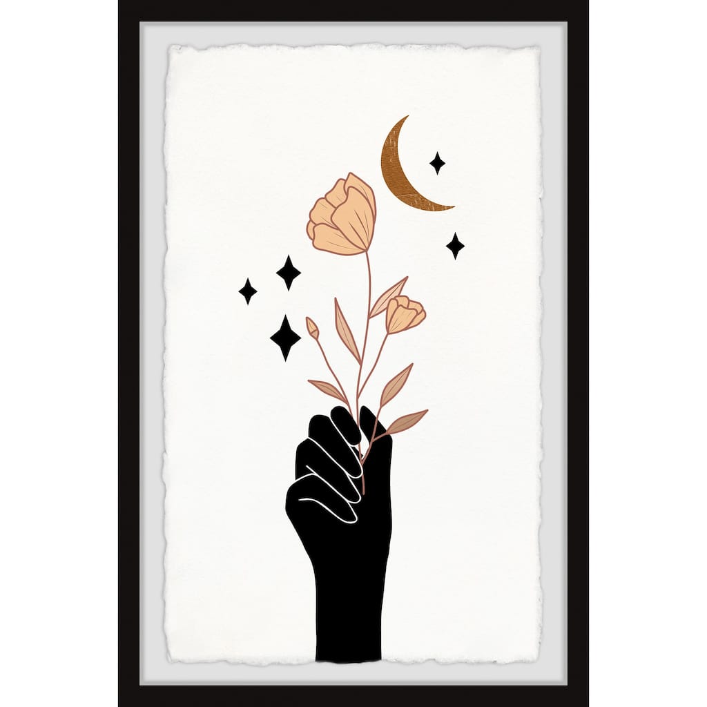 Moon and Flower Framed Wall Art, Floral Delight - A Blooming Accent for Your Living Space
