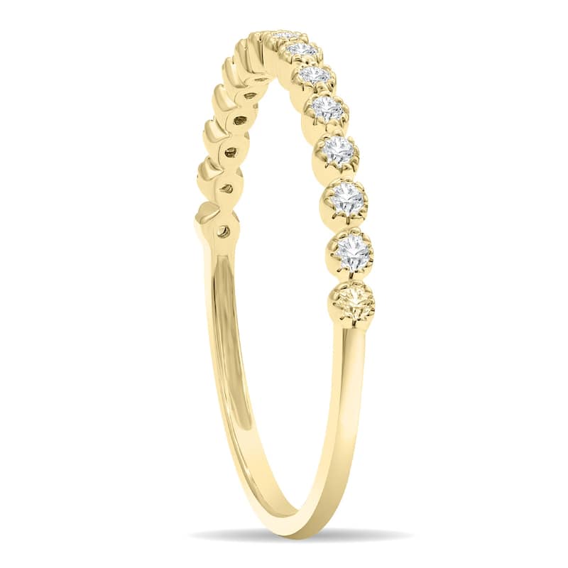 1/5 Carat TW Beaded Crown Setting Diamond Wedding Band in 10K Yellow Gold (Wedding, Stackable or Fashion Ring)