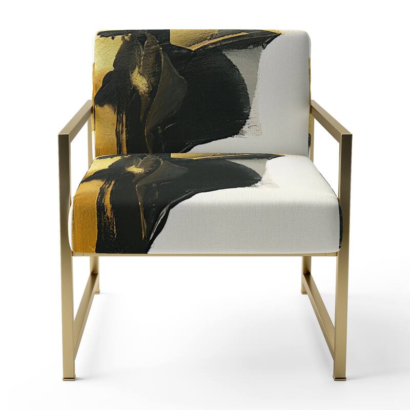 Designart "Geometric Black And Teal IV" Upholstered Abstract Accent Chair - Modern Arm Chair For Bedroom