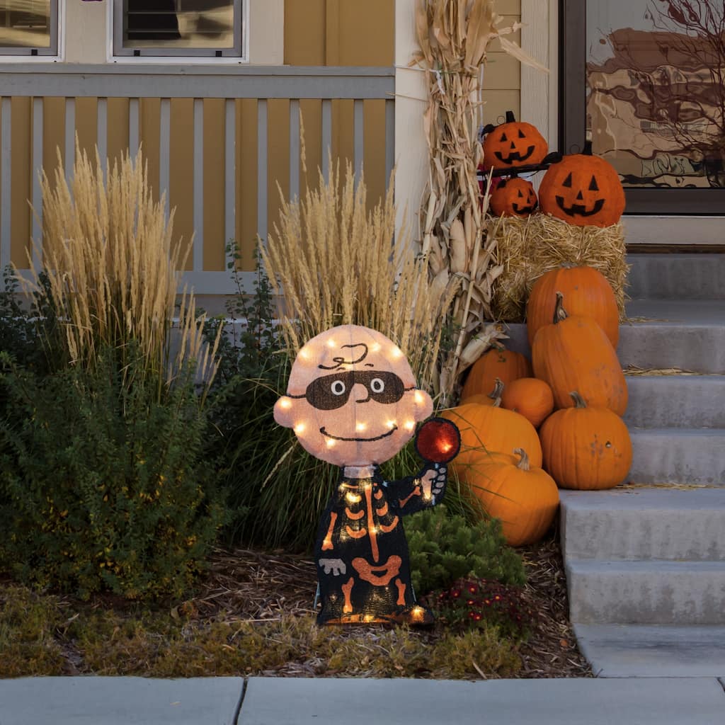 LED Lighted Charlie Brown Bones Outdoor Halloween Yard Decoration - 18"