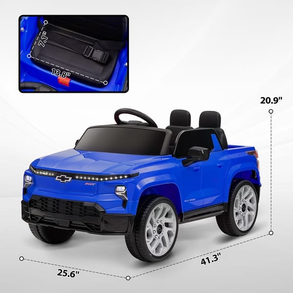 dimension image slide 2 of 3, Qaba 12V Kids Ride on Truck, Chevrolet Silverado EV RST Licensed Electric Car with Parent Remote Control, Black
