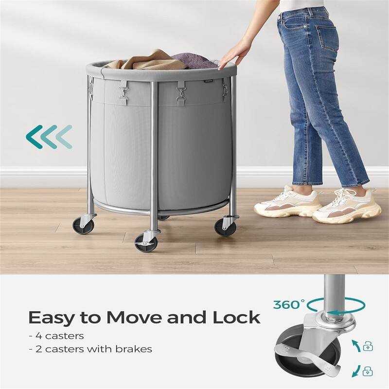 Laundry Basket with Wheels Rolling Laundry Hamper - 19.7"L x 19.7"W x 28"H