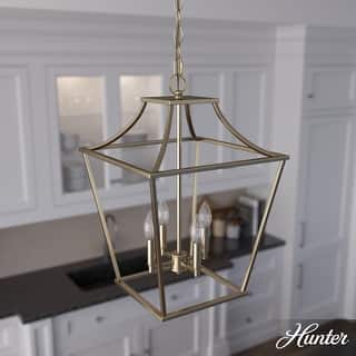 Hunter 15" Laurel Ridge 4-Light Lantern Pendant - Kitchen Island, Dining Room, Entry - Candle, Modern Farmhouse, Industrial