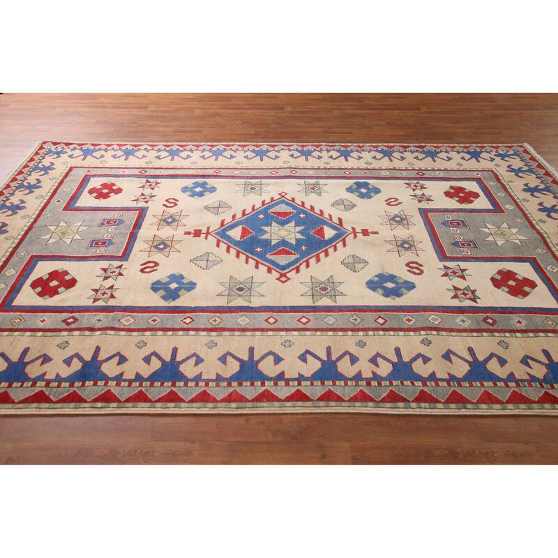Kazak Area Rug Handmade Wool Carpet - 6'8" x 10'1"
