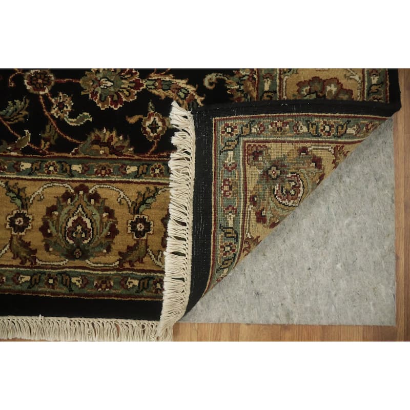 Hand Knotted Oriental 100% Wool Carpet Traditional All-Over Black Agra Area Rug - 5' 11'' X 5' 11''