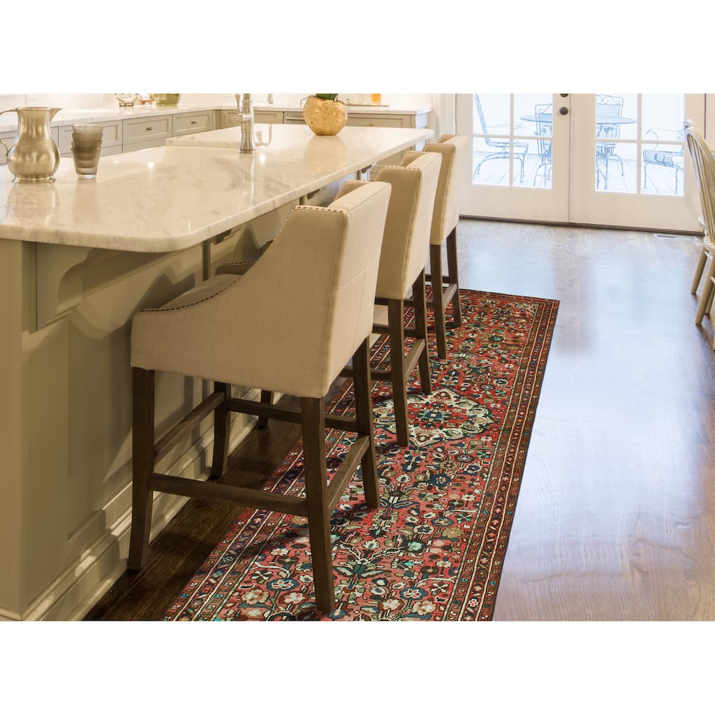 Fine Vintage Distressed Padideh Rust/Charcoal Runner - 3'8" x 11'9"