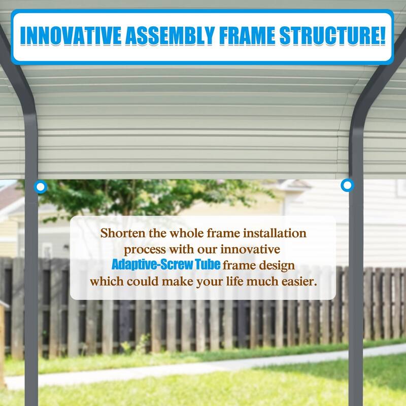 VEIKOUS Heavy Duty Metal Carport Galvanized Steel Shelter for Cars, Boats, and Tractors