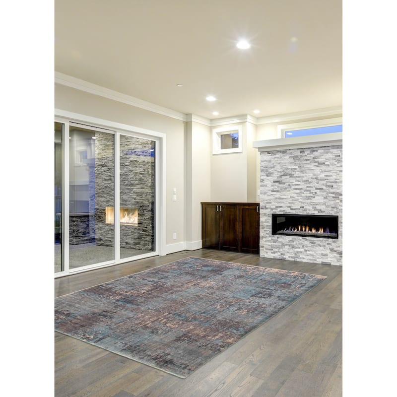 ECARPETGALLERY Hand Loomed Galleria Blue, Dark Navy Viscose Rug - 5'1 x 7'6