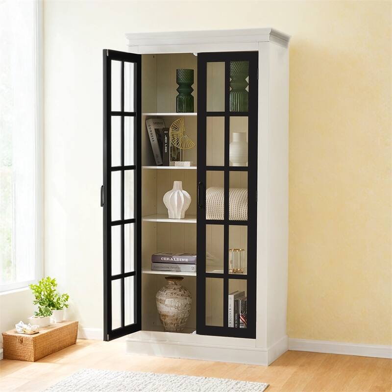 71.2'' Tall Display Cabinet w/Glass Doors,China Cabinet,Curio Cabinet