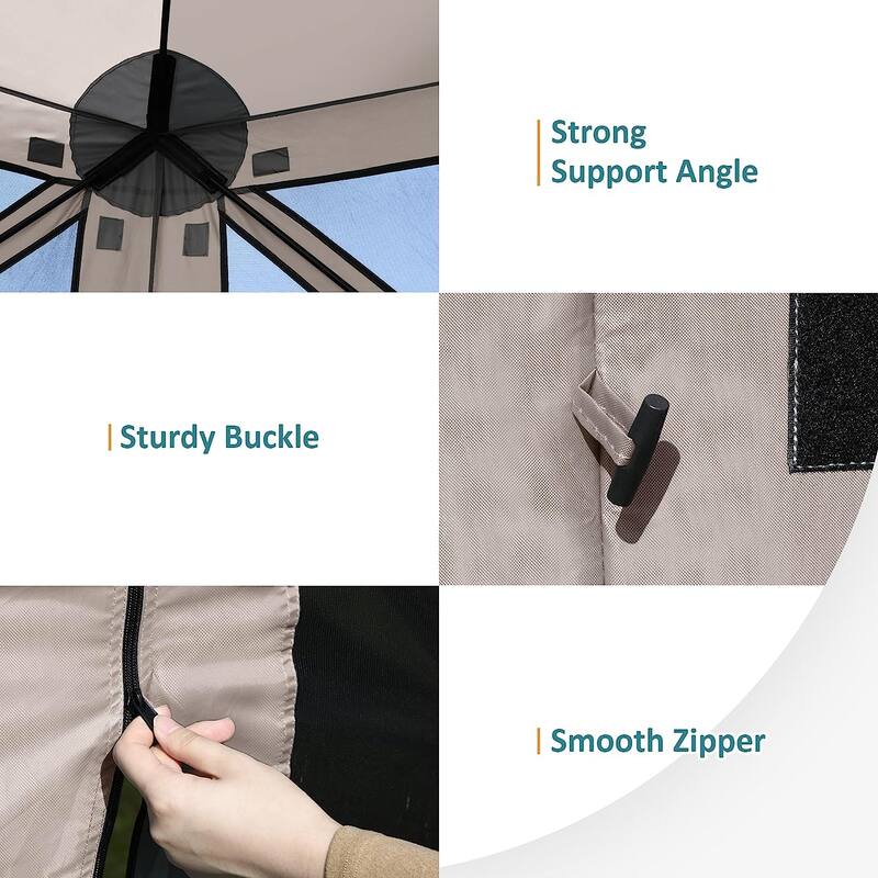 Exacme Portable Gazebo Pop up Tent for Camping, Outdoor Four Sides Pop-up Clam Screen Tent with Canopy Shelter, 1024-5PC