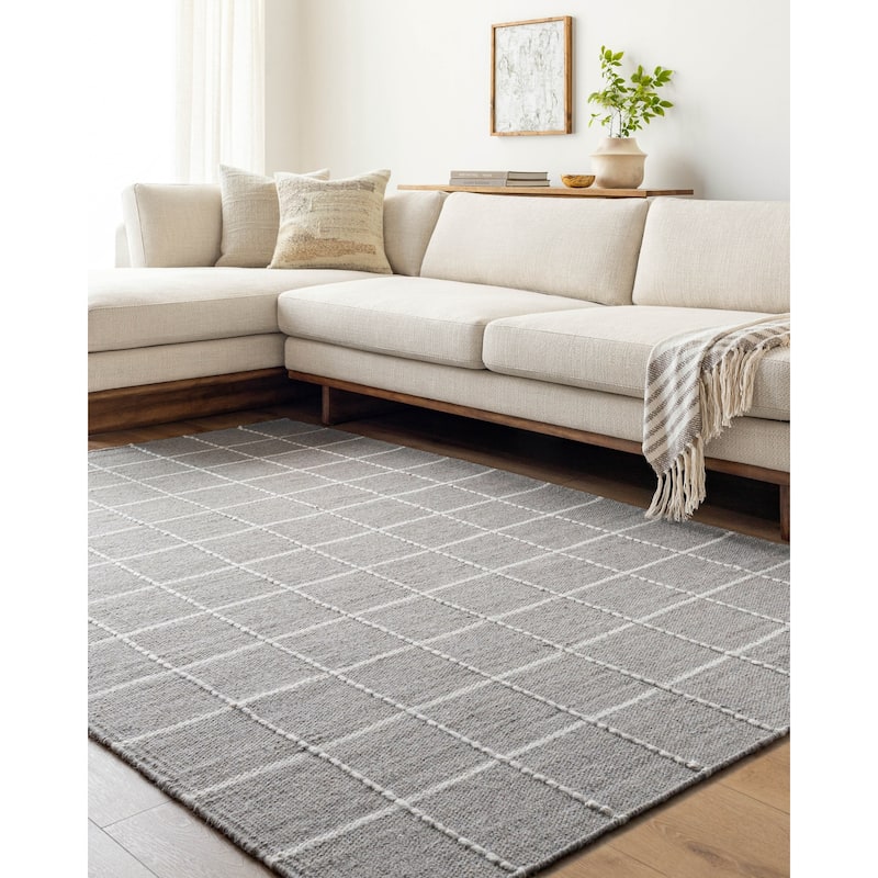 Livabliss Transitional Mardin Checkered Area Rug - 8' x 10' - Medium Gray/White