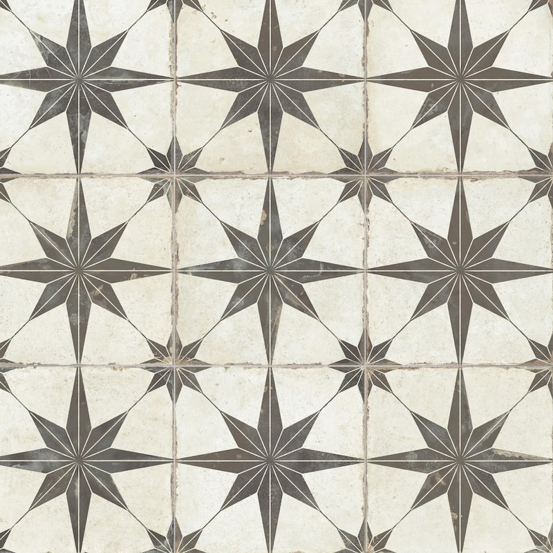 Merola Tile Kings Star Supernova Nero 17-3/4" x 17-3/4" Porcelain Floor and Wall Tile