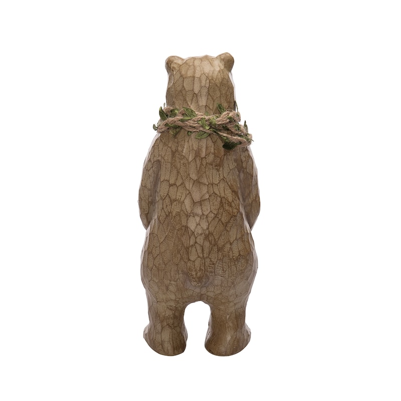 Transpac Resin 11.29 in. Brown Christmas Carved Bear Figurine