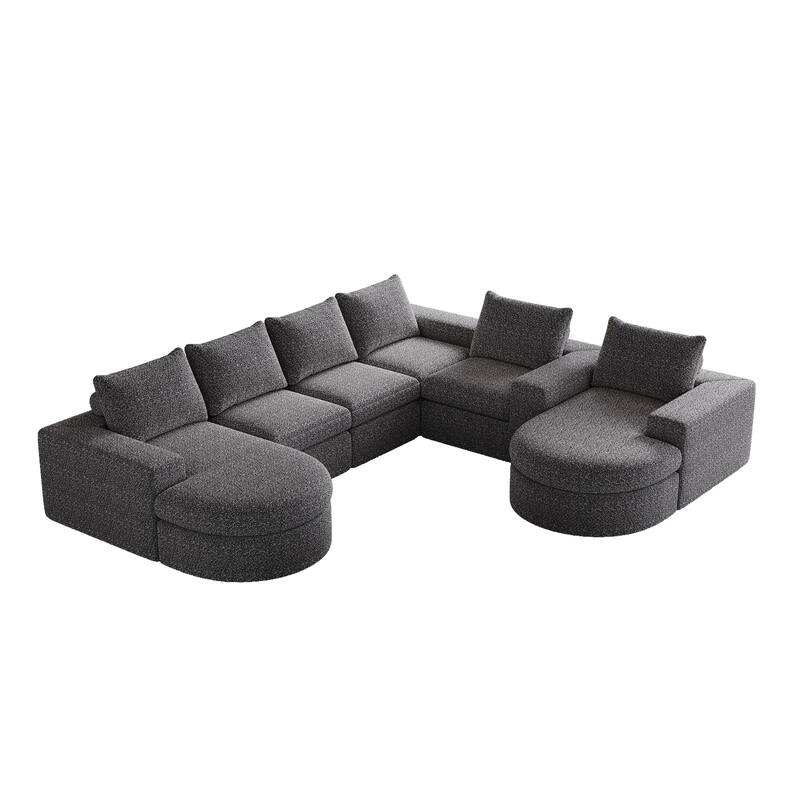 Roomfitters 99" Modern Chenille Cloud Curved Sectional Sofa with Chaise, L-Shaped Couch, for Living Room or Apartment