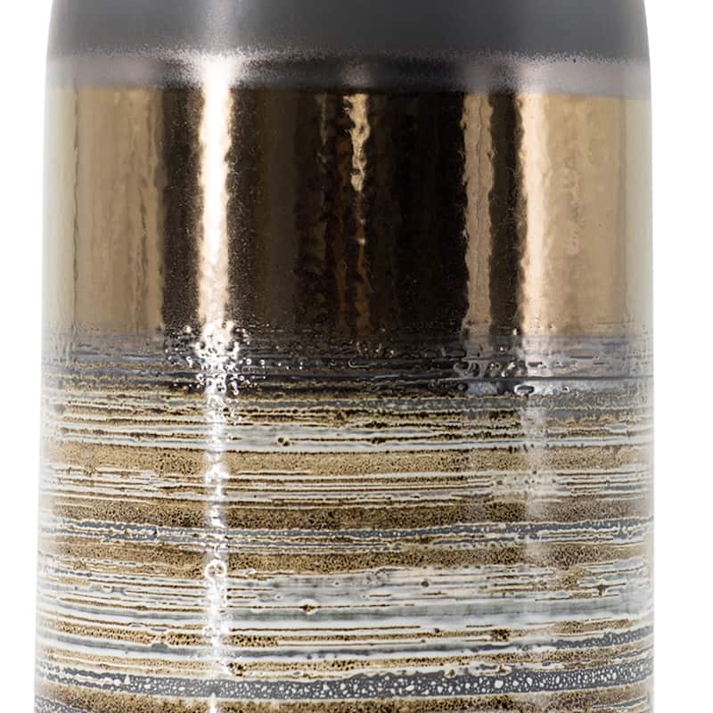 Earth Tones Swirl Pattern Cylinder Vase - 15.5" - Brown and Copper