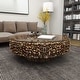 preview thumbnail 6 of 63, Brown Driftwood Handmade Collage and Pedestal Base Coffee Table with Tempered Glass Top - 48" round x 16"