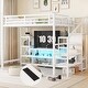 preview thumbnail 3 of 9, Full Size Metal Loft Bed with TV Cabinet, Staircase and Wardrobe
