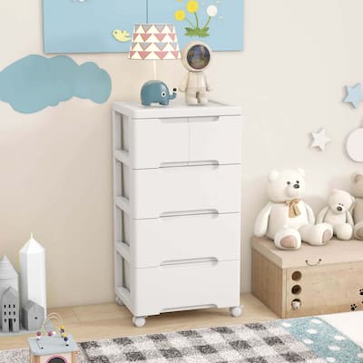 1/2 PCS 5-Drawer Plastic Storage Cart w/ 4 Universal Wheels Cabinet