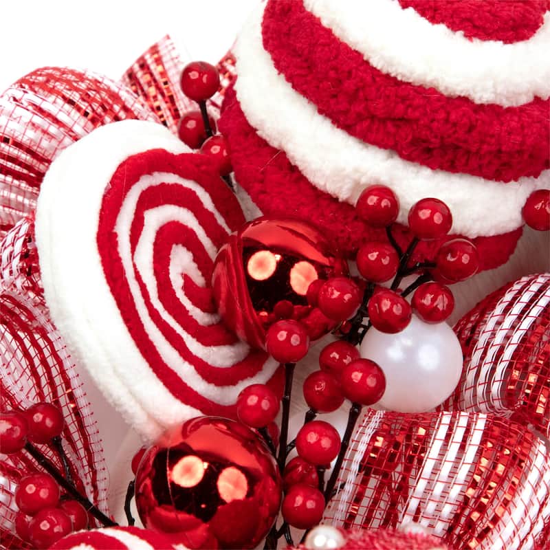 Peppermint and Berries Christmas Wreath - 20" - Unlit