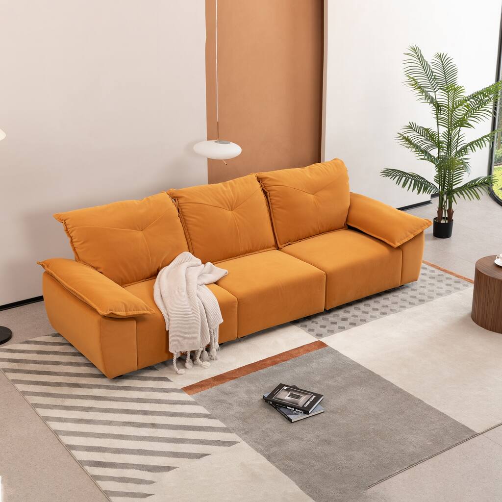 Orange 102.34" 3-seater Sofa with Removable Pillowcase/Backrest