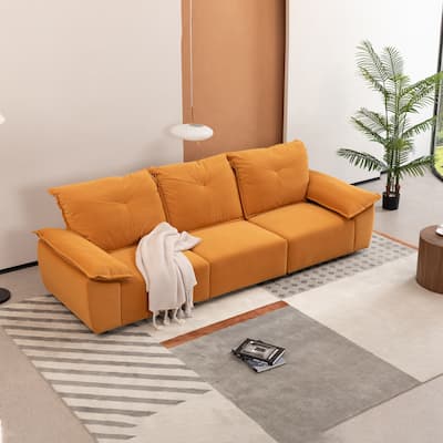 Orange 102.34" 3-seater Sofa with Remove Pillowcase and Remove Backrest for Living Room