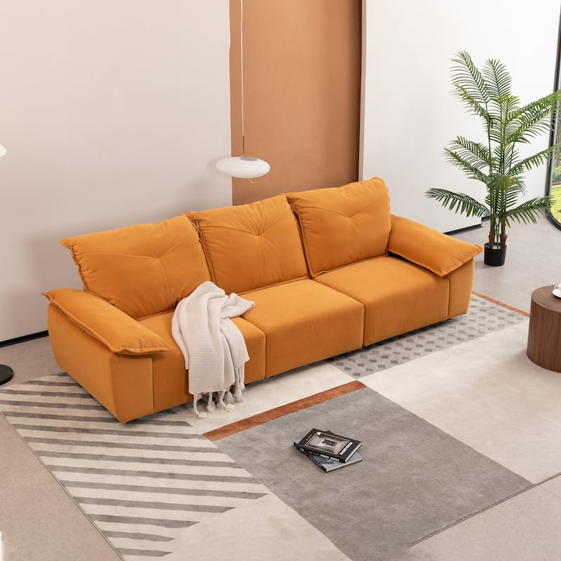 Orange 3-seater Sofa with Removable Pillowcase - Orange