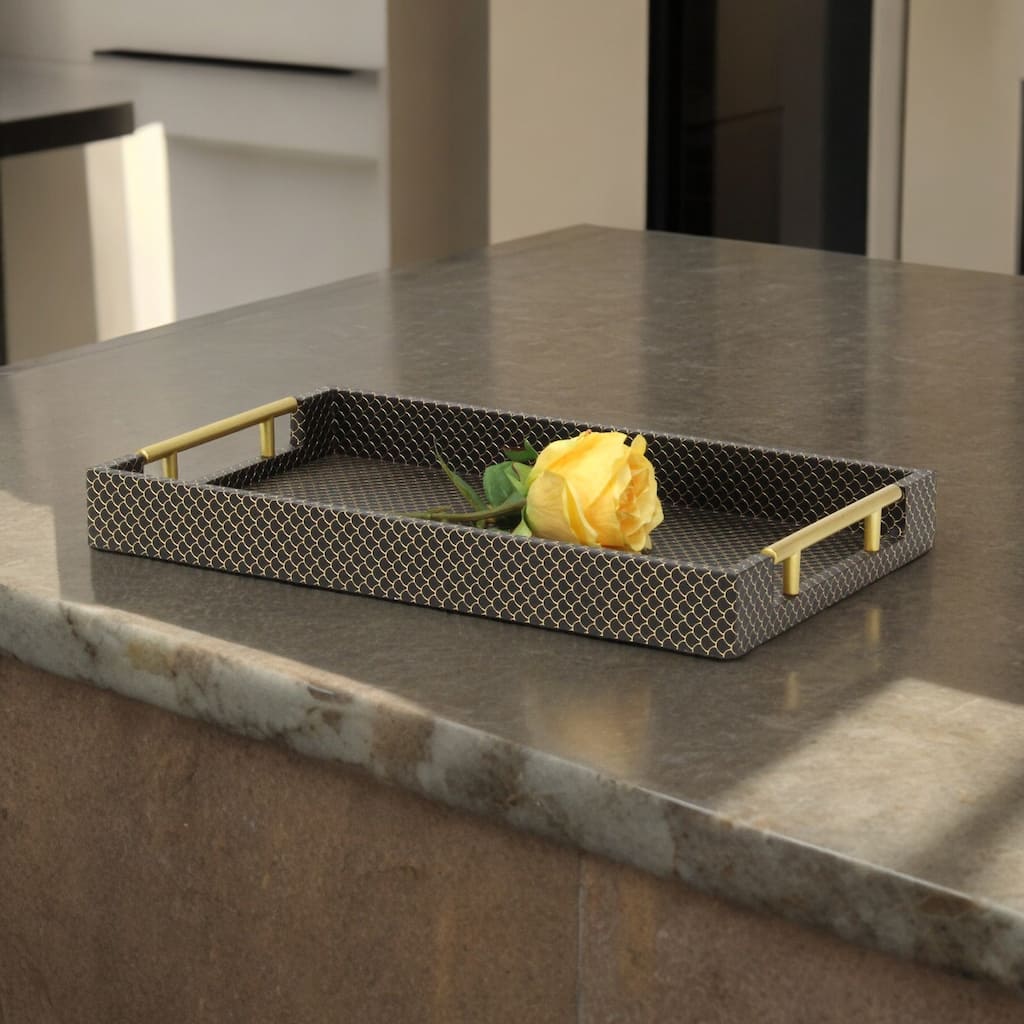 Mariline Elegant Fish Scale Pattern Tray & Gold Handles