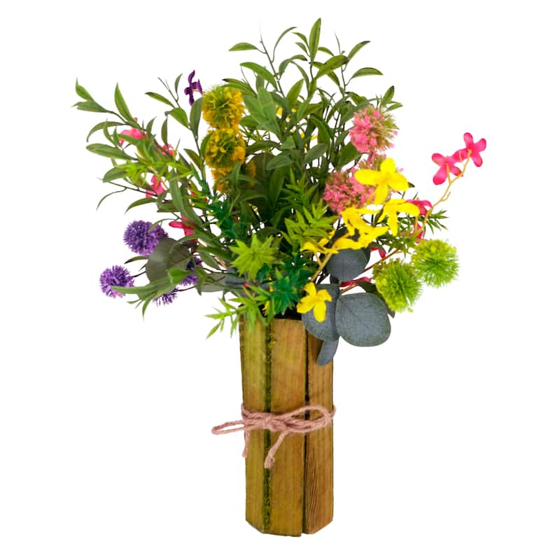 Puleo International 16" Artificial Spring Flower Bouquet, Multicolor