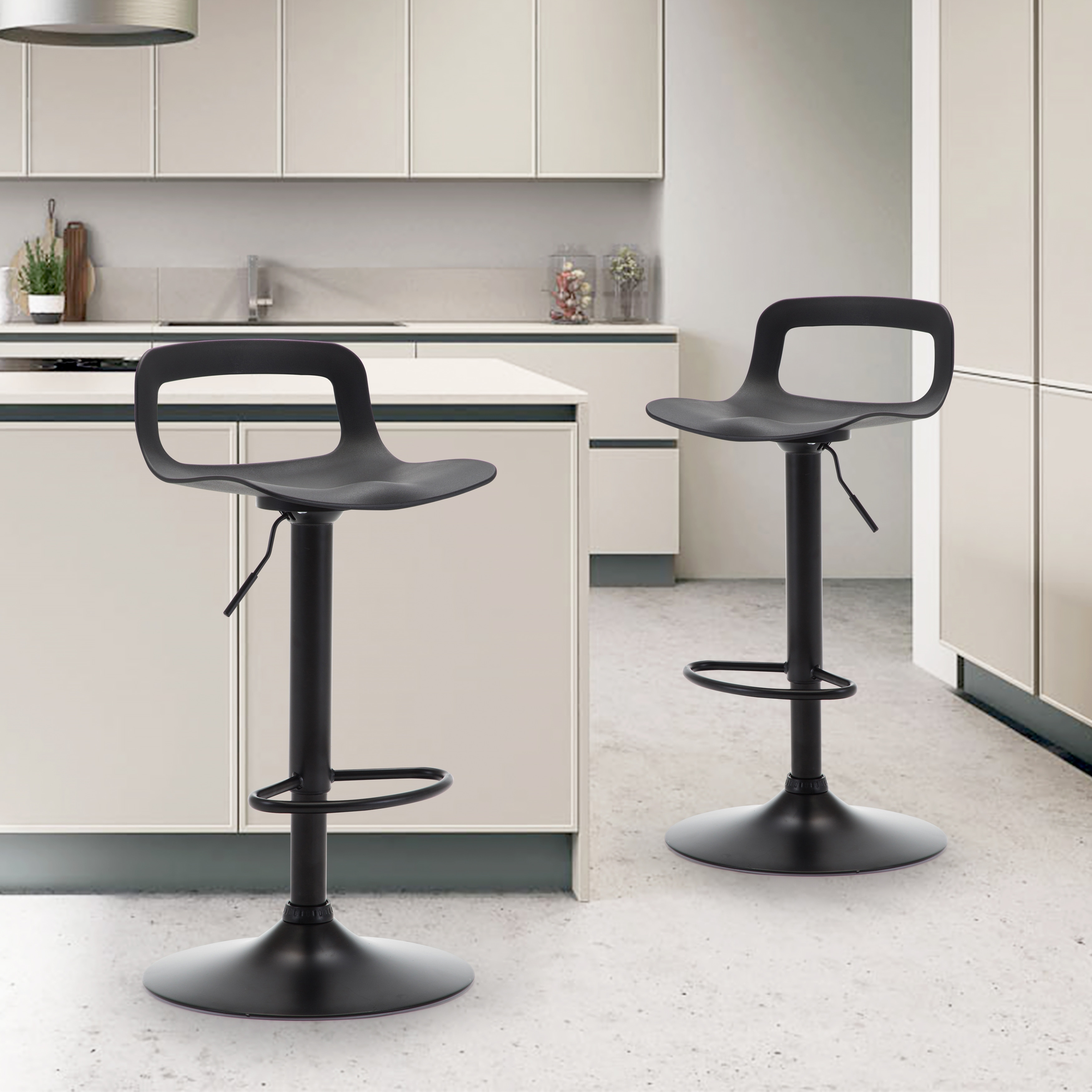 Strick & bolton harley adjustable matte black bar stool top