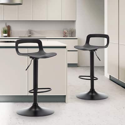 Adjustable Barstools Airlift Counter Bar Pub Height Stools with Plastic Seat Set of 2