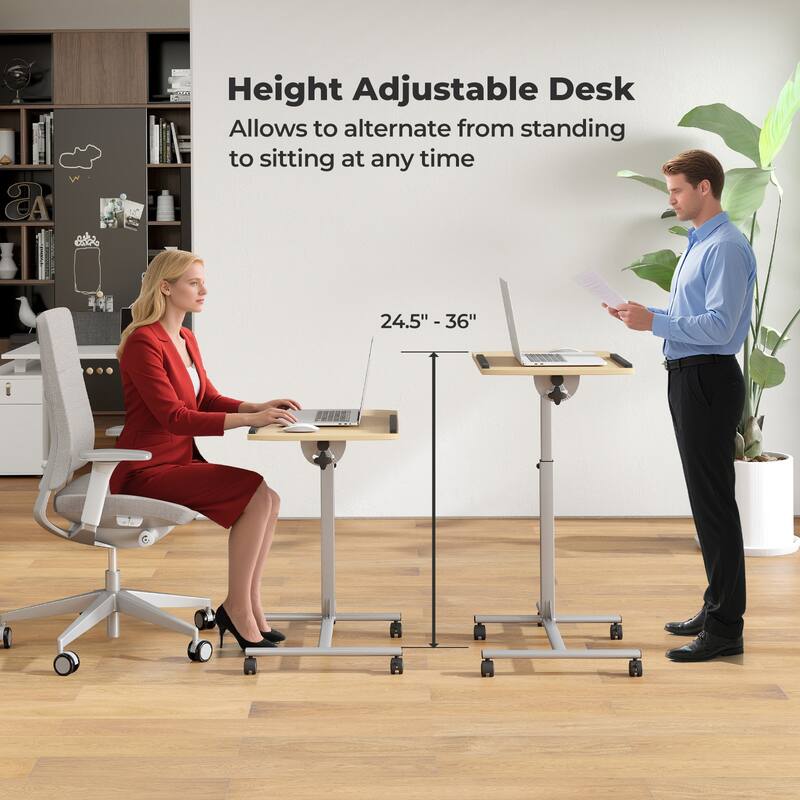 Gymax Mobile Standing Desk Height Adjustable Sit to Stand Laptop Desk