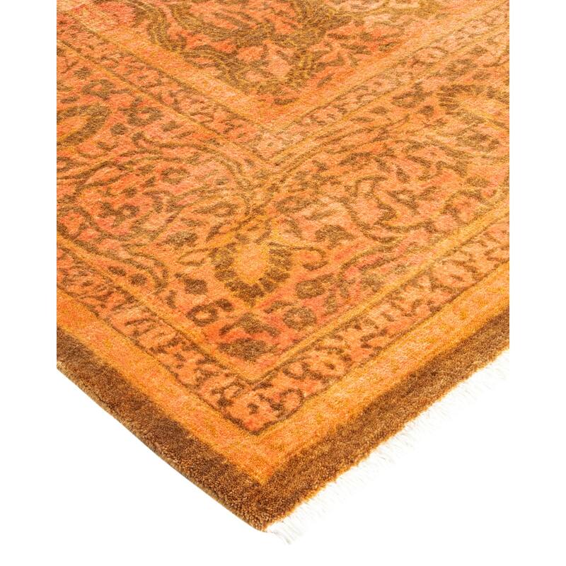 Overton Hand Knotted Wool Traditional Oriental Yellow Area Rug - 6' x 9'