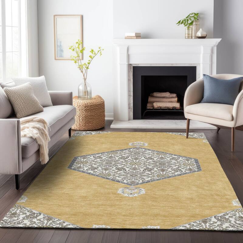 Machine Washable Indoor/ Outdoor Traditional Chantille Rug