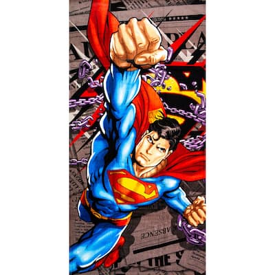 Kids DC Cotton Beach Towel, Superman Daily News, 60 x 30 inches