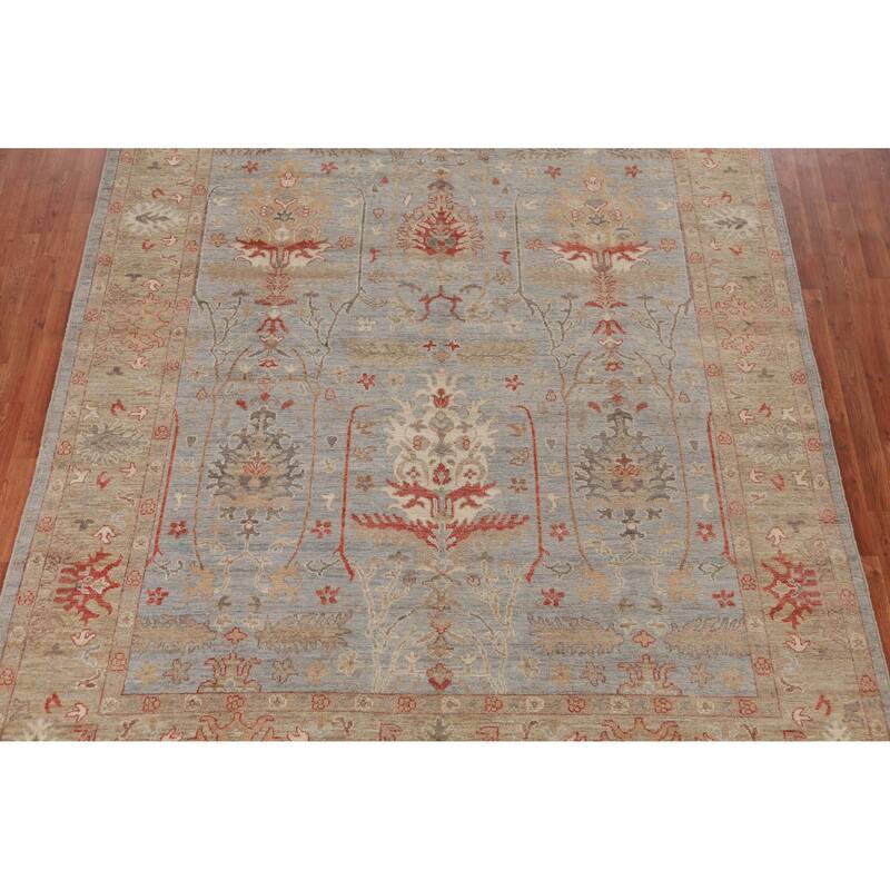 Hand Knotted Oriental 100% Wool Carpet Transitional All-Over Greys & Charcoal Oushak Area Rug - 9' 10'' X 8' 0''