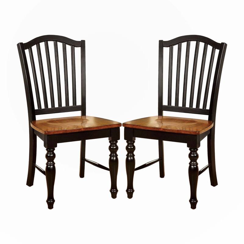 Set of 2 Chairs in Black and Oak Finish